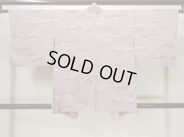 Photo2: L0907W Used Japanese women Pale Wisteria HAORI short jacket / Silk. House,   (Grade C) (2)