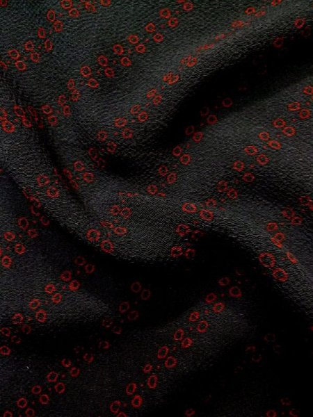 Photo9: L0908D Used Japanese women  Black HAORI short jacket / Silk. Dapple pattern   (Grade C) (9)