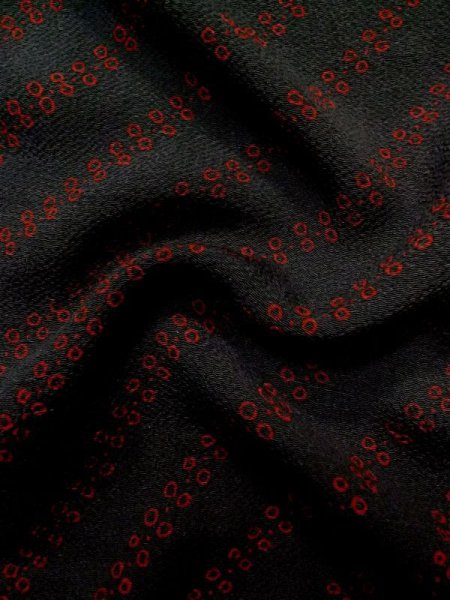 Photo10: L0908D Used Japanese women  Black HAORI short jacket / Silk. Dapple pattern   (Grade C) (10)