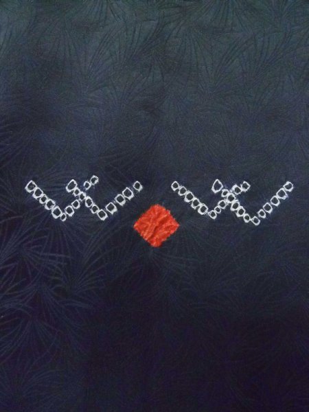 Photo5: Mint L0914D Used Japanese women  Black HAORI short jacket / Silk. Abstract pattern   (Grade A) (5)