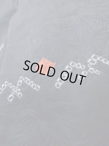 Photo8: Mint L0914D Used Japanese women  Black HAORI short jacket / Silk. Abstract pattern   (Grade A) (8)