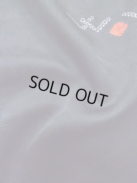 Photo12: Mint L0914D Used Japanese women  Black HAORI short jacket / Silk. Abstract pattern   (Grade A) (12)