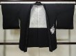 Photo1: Mint L0914F Used Japanese women  Black HAORI short jacket / Silk. Chrysanthemum,   (Grade A+) (1)