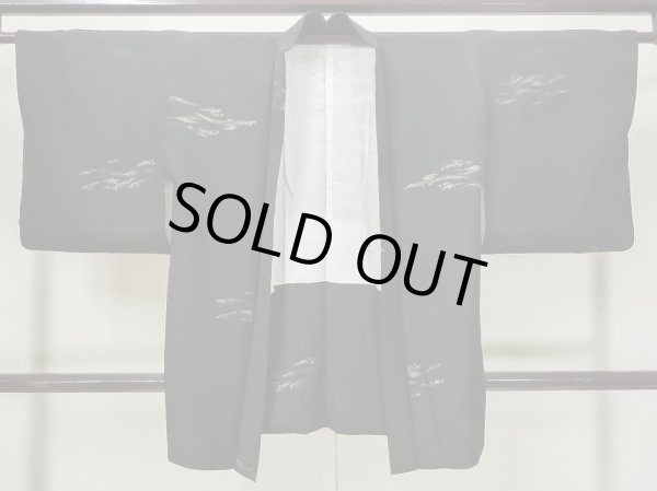 Photo2: L0914G Used Japanese women  Black HAORI short jacket / Synthetic.    (Grade A) (2)