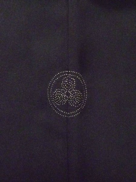 Photo3: L0914O Used Japanese women  Black HAORI short jacket / Synthetic. Flower   (Grade C) (3)