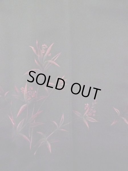 Photo4: L0914O Used Japanese women  Black HAORI short jacket / Synthetic. Flower   (Grade C) (4)