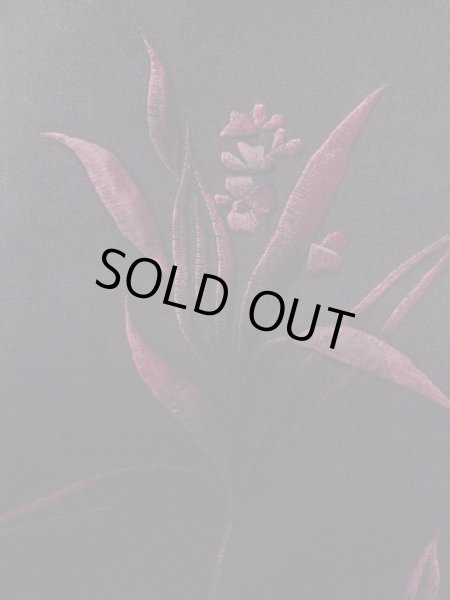 Photo5: L0914O Used Japanese women  Black HAORI short jacket / Synthetic. Flower   (Grade C) (5)