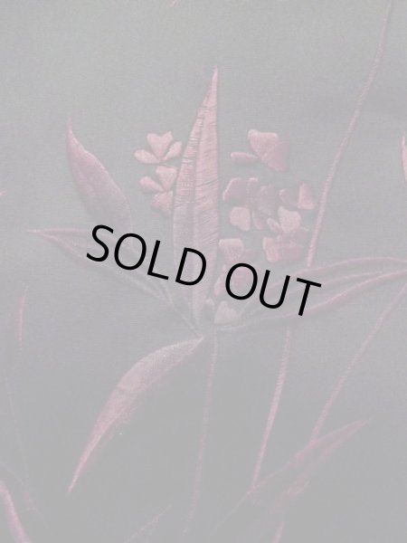 Photo6: L0914O Used Japanese women  Black HAORI short jacket / Synthetic. Flower   (Grade C) (6)