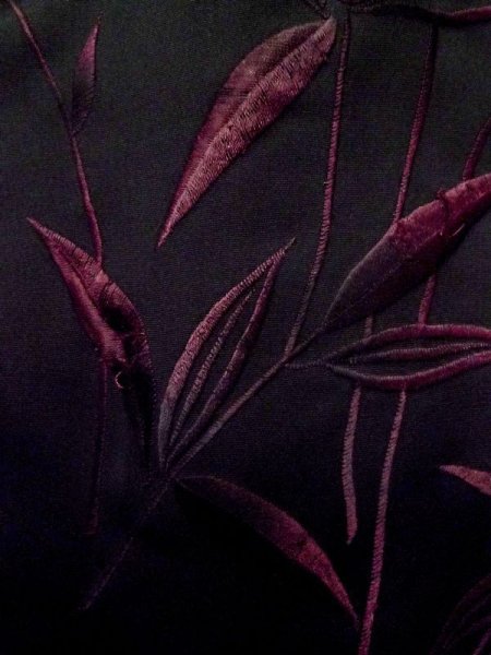 Photo7: L0914O Used Japanese women  Black HAORI short jacket / Synthetic. Flower   (Grade C) (7)