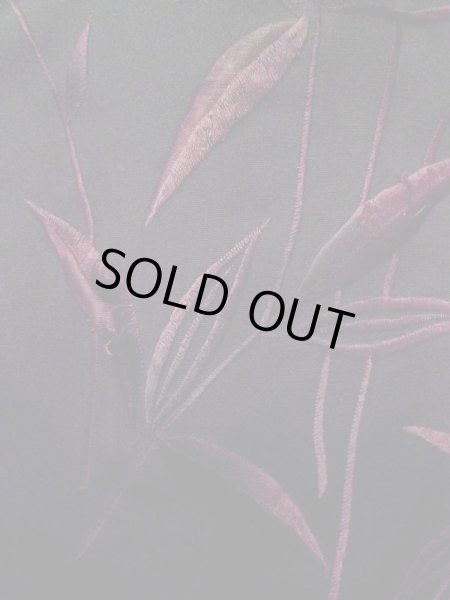 Photo7: L0914O Used Japanese women  Black HAORI short jacket / Synthetic. Flower   (Grade C) (7)