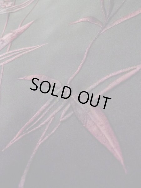 Photo8: L0914O Used Japanese women  Black HAORI short jacket / Synthetic. Flower   (Grade C) (8)