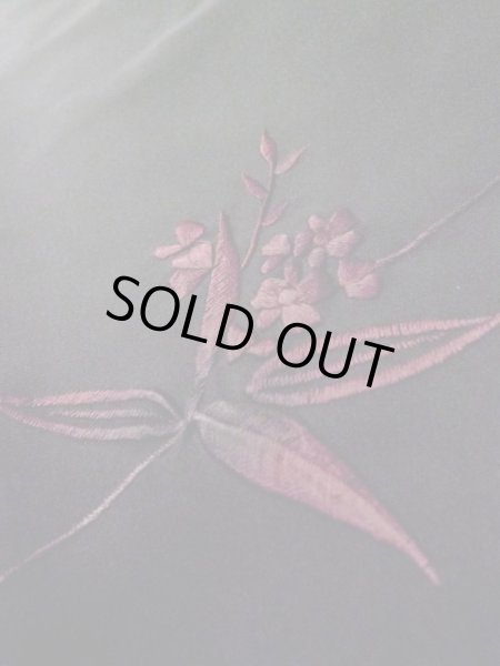 Photo9: L0914O Used Japanese women  Black HAORI short jacket / Synthetic. Flower   (Grade C) (9)