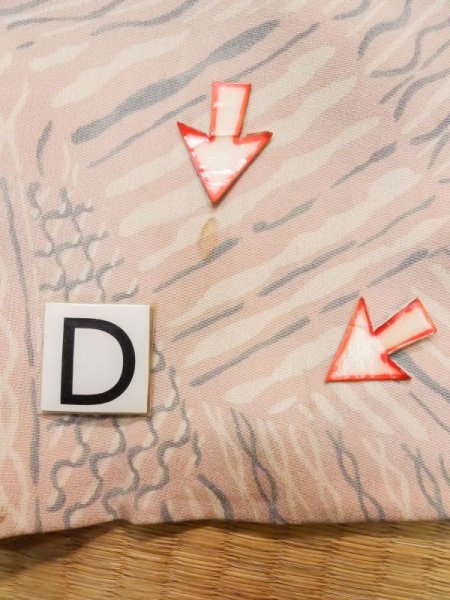 Photo17: L0914S Used Japanese women  Pink HAORI short jacket / Silk. Wave,   (Grade D) (17)