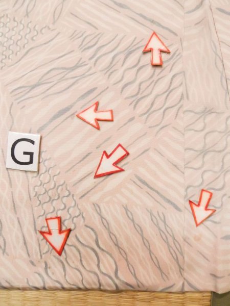 Photo20: L0914S Used Japanese women  Pink HAORI short jacket / Silk. Wave,   (Grade D) (20)