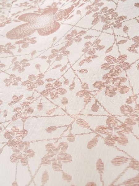 Photo8: L0914T Used Japanese women  Off White HAORI short jacket / Silk. Chrysanthemum,   (Grade C) (8)