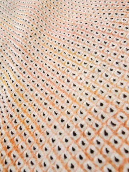 Photo8: Mint L0914U Used Japanese womenPale Light Coral HAORI short jacket / Silk. Dapple pattern   (Grade A) (8)