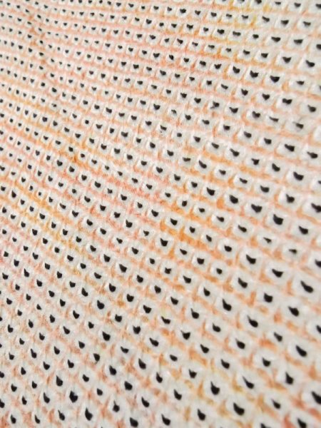 Photo10: Mint L0914U Used Japanese womenPale Light Coral HAORI short jacket / Silk. Dapple pattern   (Grade A) (10)