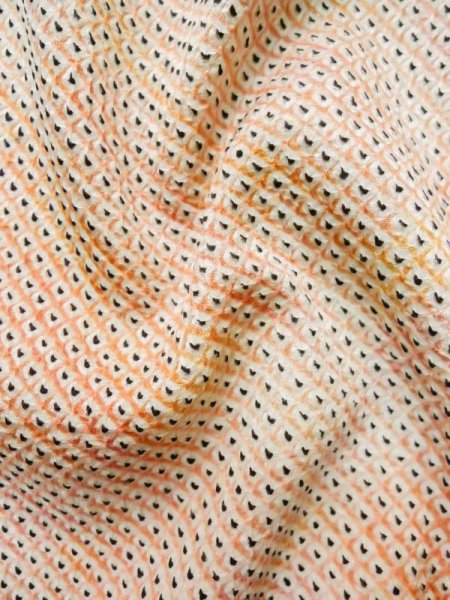 Photo11: Mint L0914U Used Japanese womenPale Light Coral HAORI short jacket / Silk. Dapple pattern   (Grade A) (11)