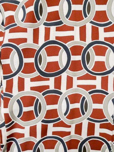 Photo3: L0914V Used Japanese women  Red HAORI short jacket / Silk. Circle,   (Grade C) (3)