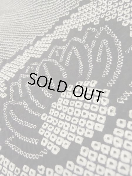 Photo7: L0915B Used Japanese women  Black HAORI short jacket / Silk. Flower,   (Grade B) (7)