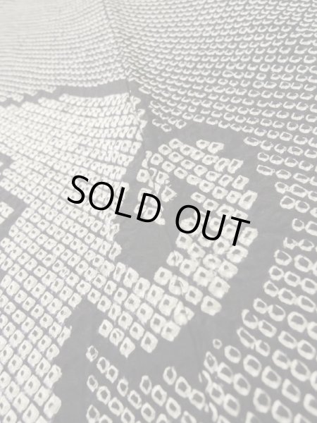 Photo8: L0915B Used Japanese women  Black HAORI short jacket / Silk. Flower,   (Grade B) (8)