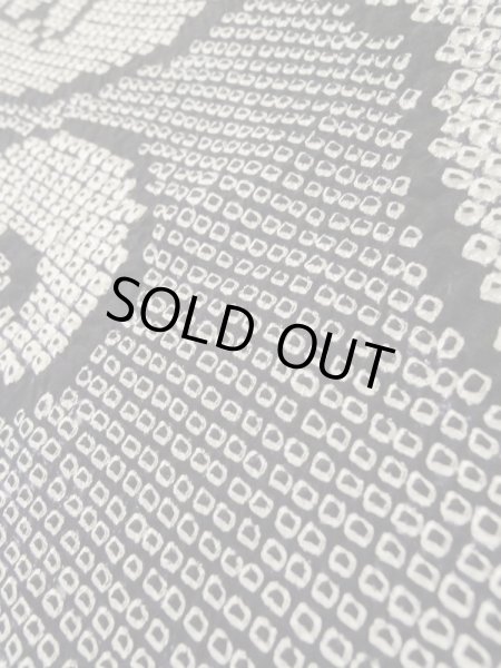 Photo9: L0915B Used Japanese women  Black HAORI short jacket / Silk. Flower,   (Grade B) (9)