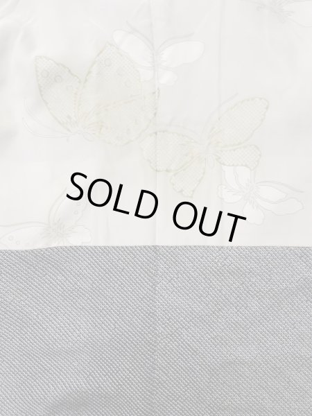 Photo12: L0915B Used Japanese women  Black HAORI short jacket / Silk. Flower,   (Grade B) (12)