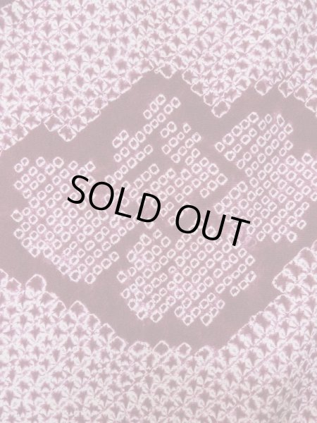 Photo8: Mint L0921A Used Japanese womenDark Reddish Purple HAORI short jacket / Silk. Flower,   (Grade A) (8)