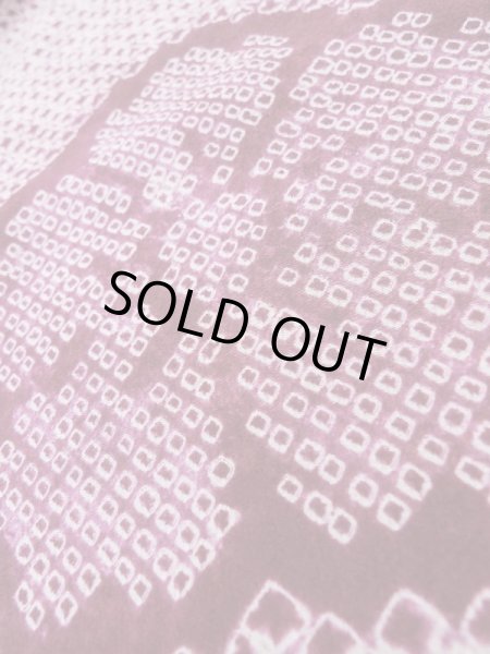 Photo11: Mint L0921A Used Japanese womenDark Reddish Purple HAORI short jacket / Silk. Flower,   (Grade A) (11)