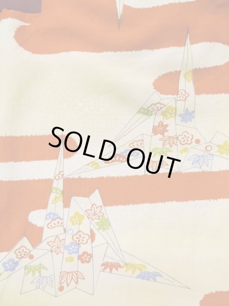 Photo16: Mint L0921A Used Japanese womenDark Reddish Purple HAORI short jacket / Silk. Flower,   (Grade A) (16)