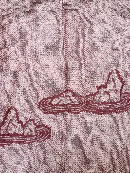 Photo3: L0921B Used Japanese women Dark Dark Red HAORI short jacket / Silk. Stream,   (Grade C) (3)