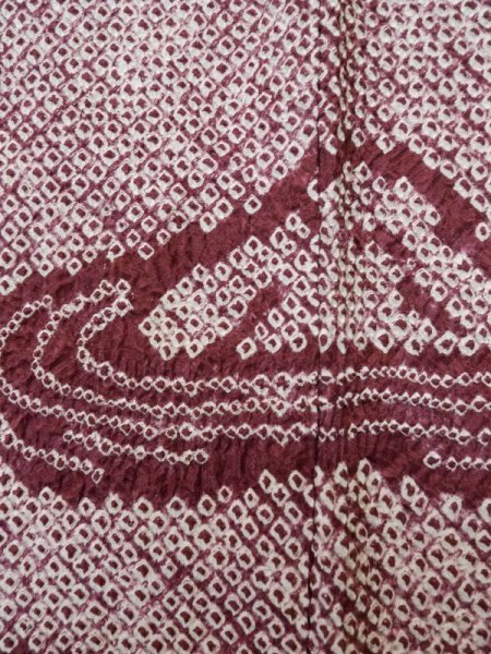 Photo5: L0921B Used Japanese women Dark Dark Red HAORI short jacket / Silk. Stream,   (Grade C) (5)