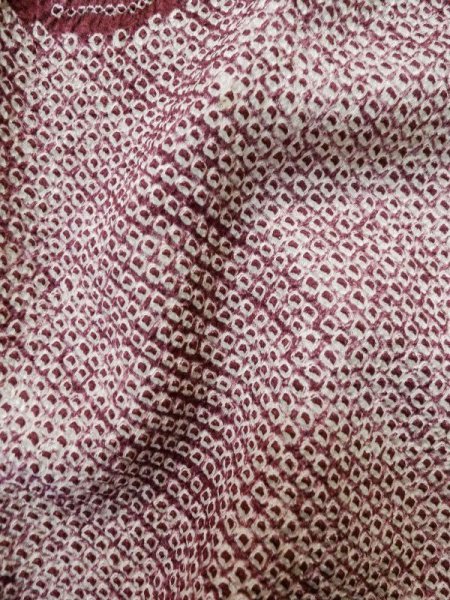 Photo10: L0921B Used Japanese women Dark Dark Red HAORI short jacket / Silk. Stream,   (Grade C) (10)