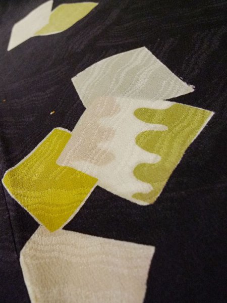 Photo10: L0921C Used Japanese women Dark Purple HAORI short jacket / Silk. Square piece of fancy paper    (Grade D) (10)