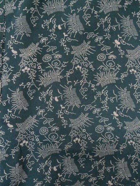 Photo3: L0921E Used Japanese women Pale Blue HAORI short jacket / Silk. Flower,   (Grade B) (3)