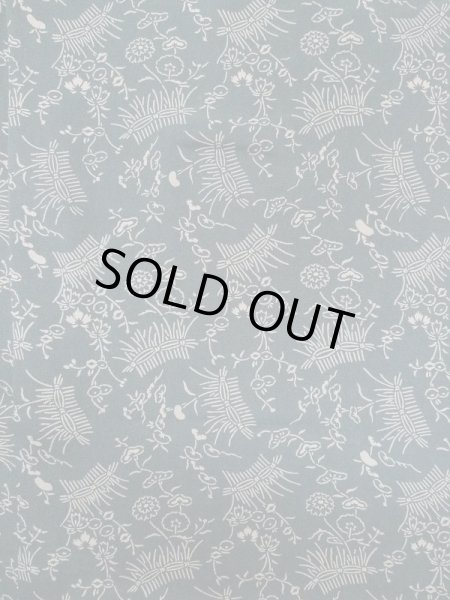 Photo4: L0921E Used Japanese women Pale Blue HAORI short jacket / Silk. Flower,   (Grade B) (4)