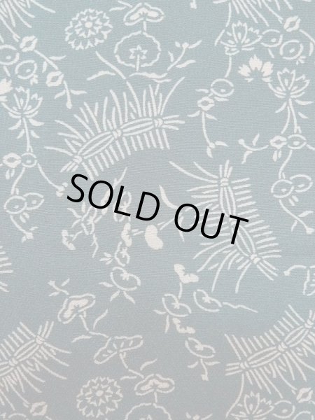 Photo5: L0921E Used Japanese women Pale Blue HAORI short jacket / Silk. Flower,   (Grade B) (5)