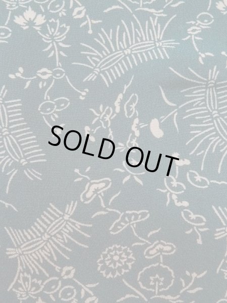 Photo7: L0921E Used Japanese women Pale Blue HAORI short jacket / Silk. Flower,   (Grade B) (7)