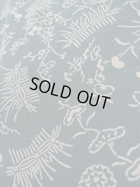 Photo10: L0921E Used Japanese women Pale Blue HAORI short jacket / Silk. Flower,   (Grade B) (10)