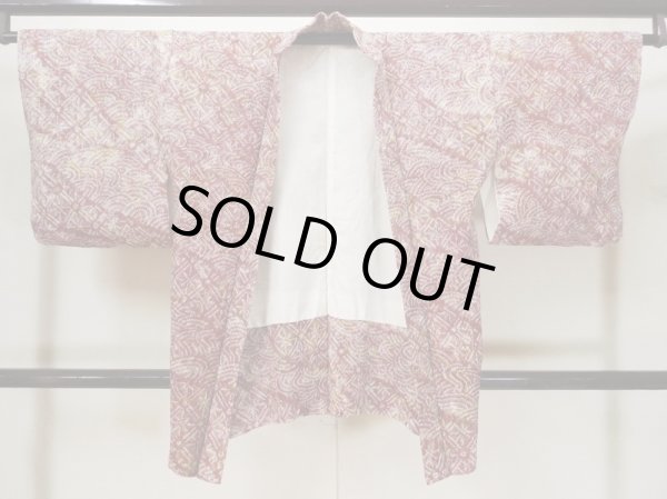 Photo2: L0921F Vintage Japanese women  Pale Purple HAORI short jacket / Silk. Lozenges,   (Grade A) (2)