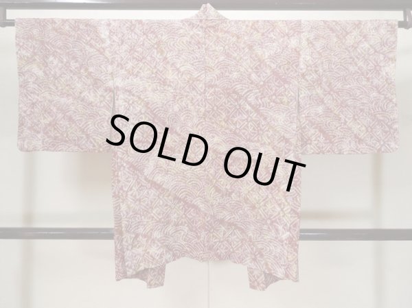 Photo3: L0921F Vintage Japanese women  Pale Purple HAORI short jacket / Silk. Lozenges,   (Grade A) (3)