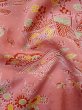 Photo11: L0921J Used Japanese women  Pink HAORI short jacket / Synthetic. Flower,   (Grade B) (11)