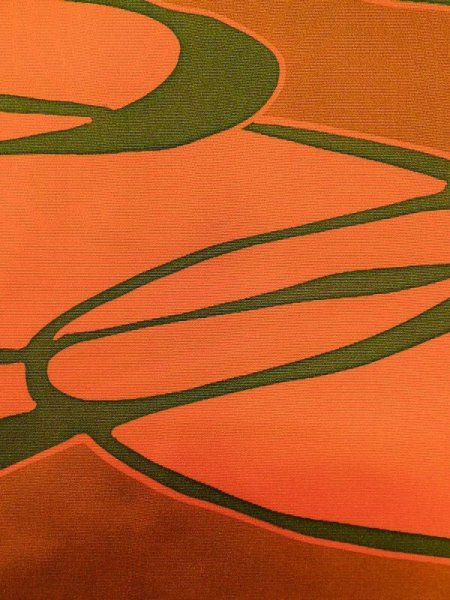 Photo5: Mint L0921R Used Japanese women Pale Orange HAORI short jacket / Silk. Abstract pattern   (Grade A+) (5)