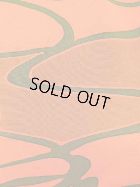 Photo6: Mint L0921R Used Japanese women Pale Orange HAORI short jacket / Silk. Abstract pattern   (Grade A+) (6)