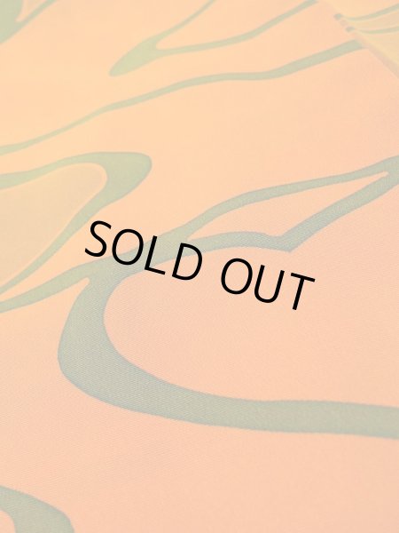 Photo9: Mint L0921R Used Japanese women Pale Orange HAORI short jacket / Silk. Abstract pattern   (Grade A+) (9)