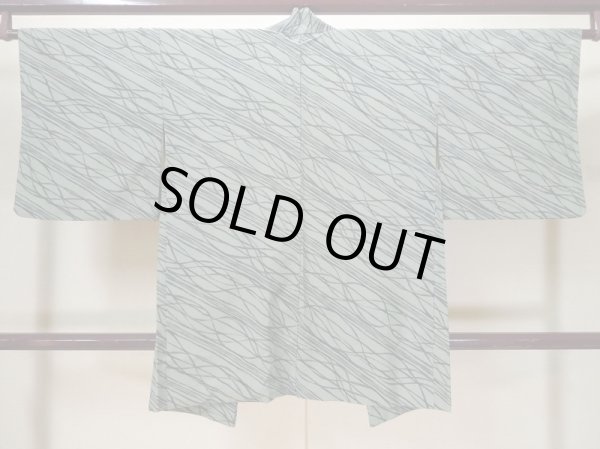 Photo3: L0921W Used Japanese women Pale Green HAORI short jacket / Synthetic. Line,   (Grade C) (3)