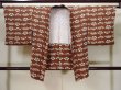 Photo1: L0921X Used Japanese women Pale Brown HAORI short jacket / Silk. Flower,   (Grade C) (1)