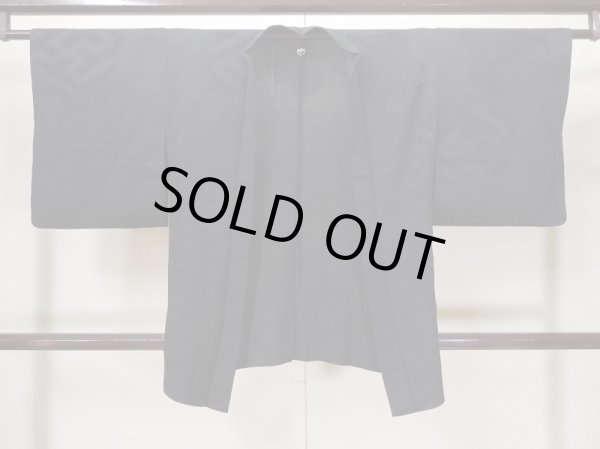 Photo1: Mint L0922B Used Japanese women  Black HAORI short jacket / Silk.    (Grade A) (1)