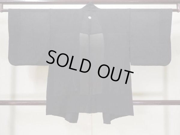 Photo2: L0922C Used Japanese women  Black HAORI short jacket / Silk.    (Grade B) (2)