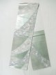 Photo1: L0928W Vintage Japanese Kimono Pale Light Teal FUKURO OBI sash Wave Silk. (Grade A) (1)